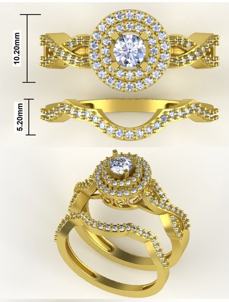 10K 0.76CT D-BRIDAL SET LDS RDS CNTR 0.30CT